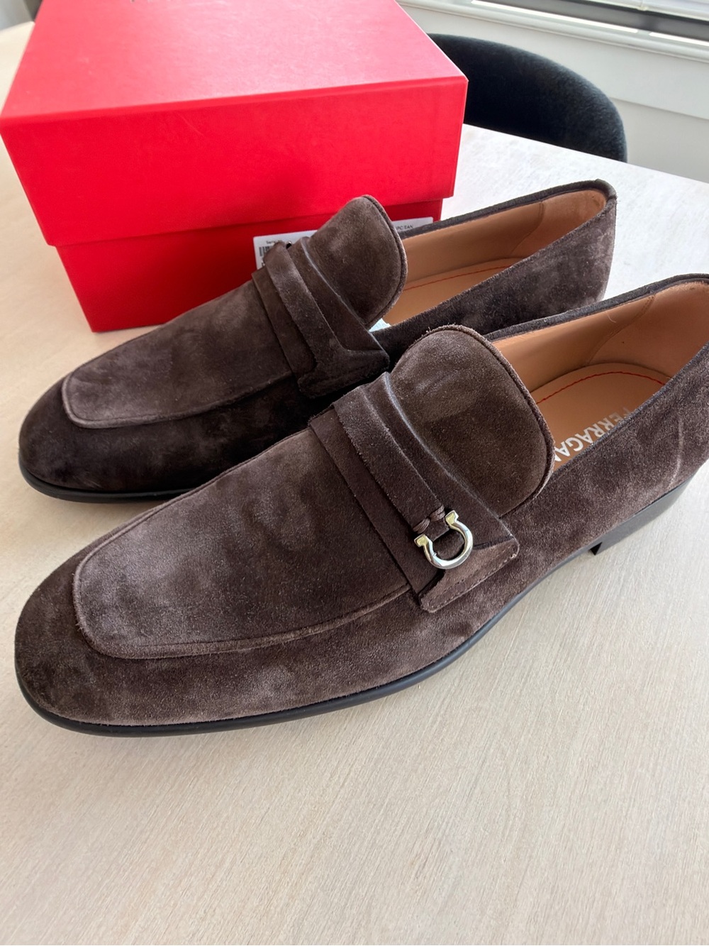 Salvatore Ferragamo Dark Brown Suede Bit Loafers - Size 9.5 EE